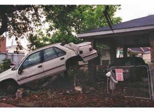 The power of the water when the levees broke pushed houses off foundations and cars down several blocks.